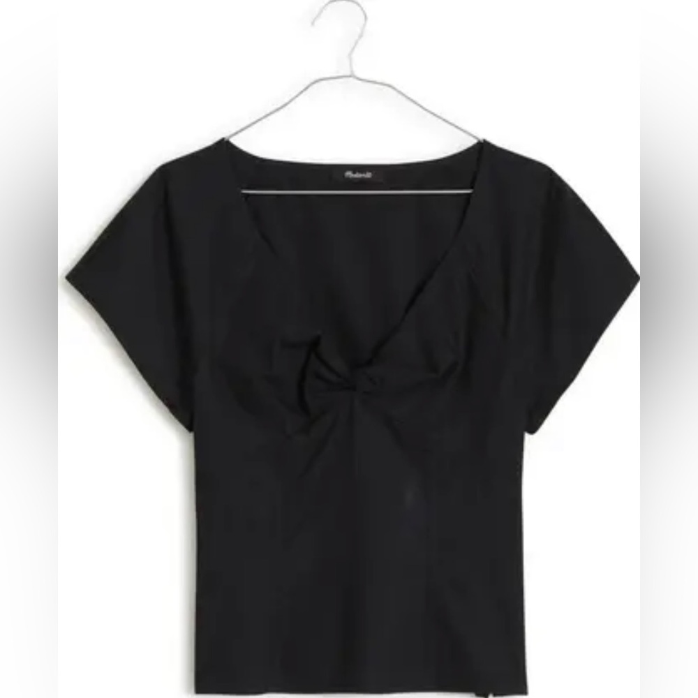 Madewell Twisted Front Seamed Cotton Top in Black NWOT